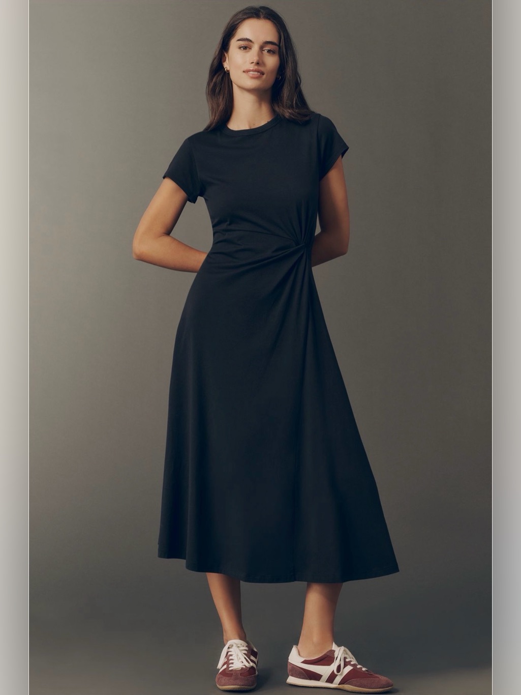 Nation La Anthropologie Black Frida Twist-Waist Midi Dress - Small